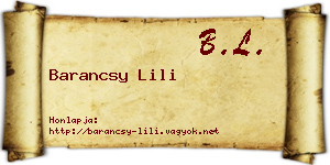 Barancsy Lili névjegykártya